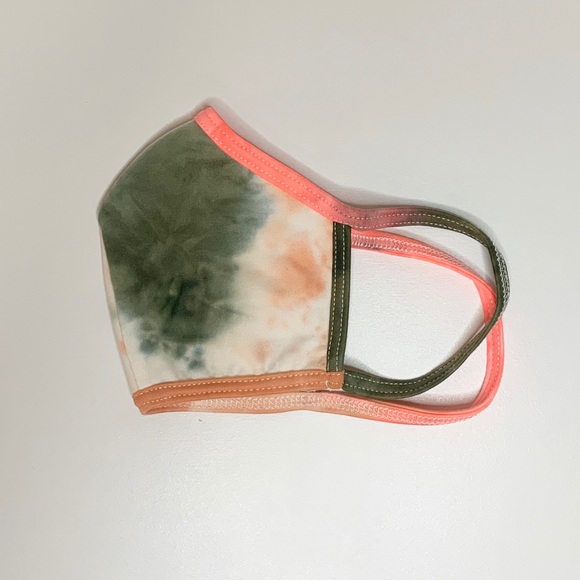 Olive and Coral Tie-Dye Face Mask - Picture 3 of 6